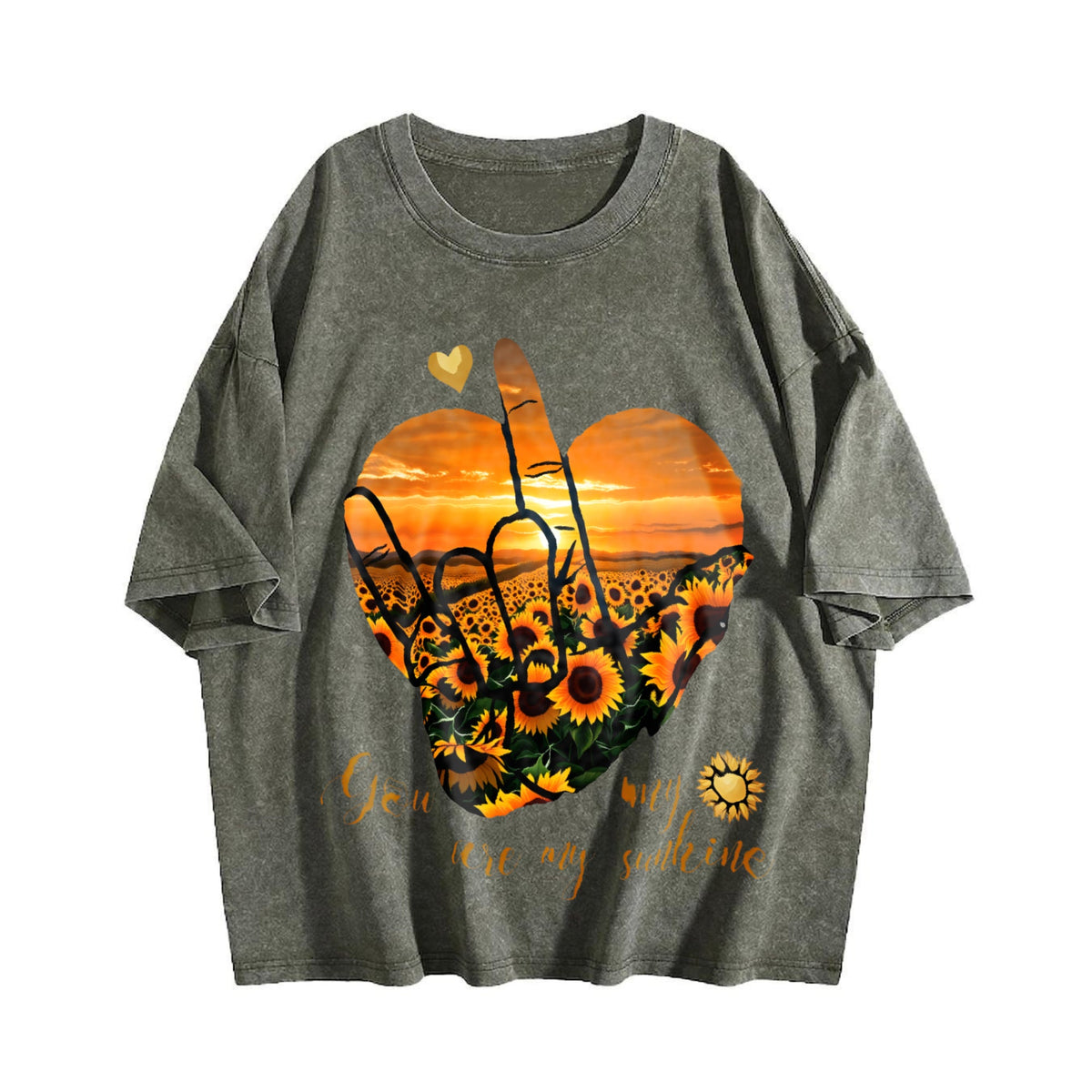 Sunset Sunflower Heart Peace Sign Y2K Boxy Aesthetic product image 4