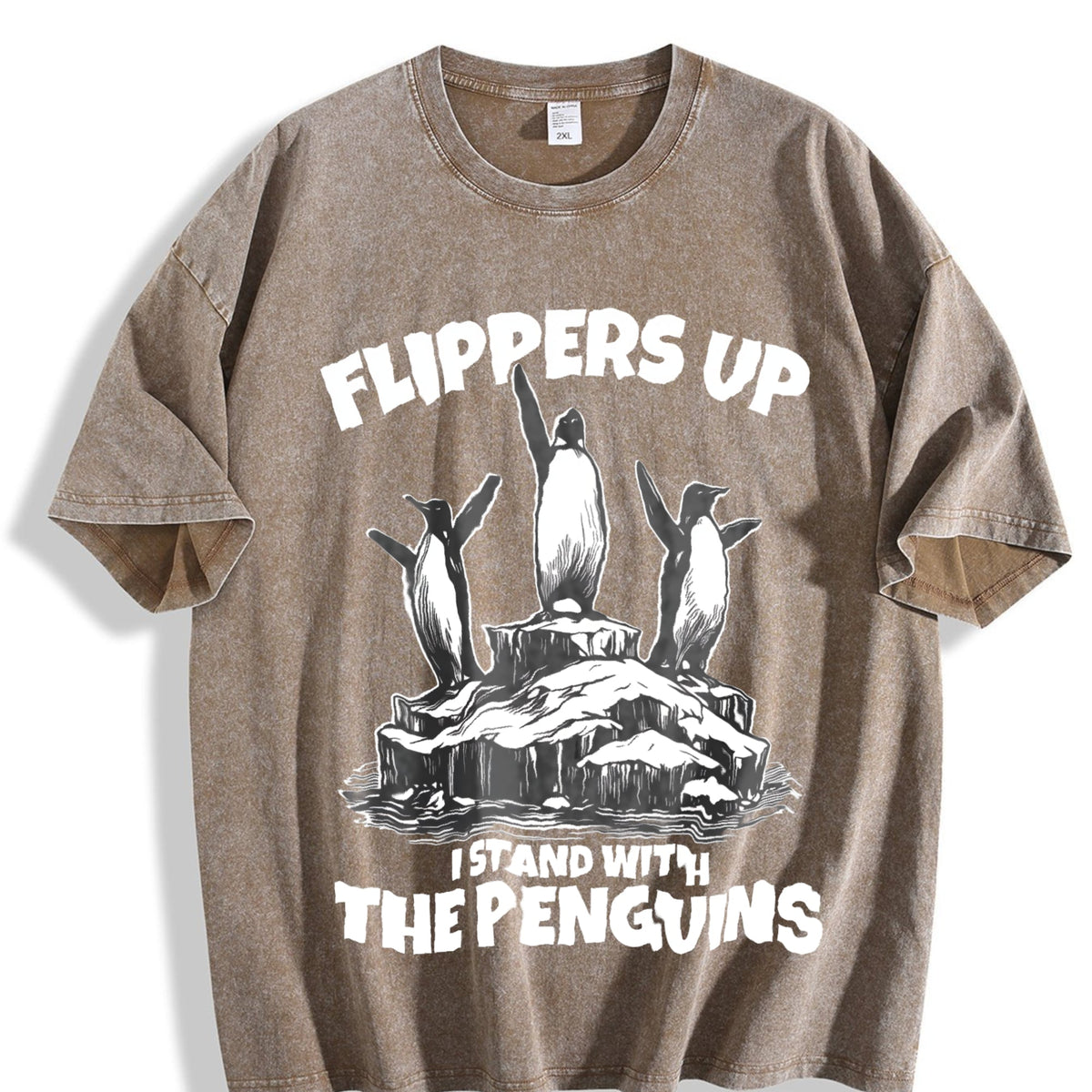 Flippers Up I Stand With The Penguins Vintage Washed T-Shirt product image 3