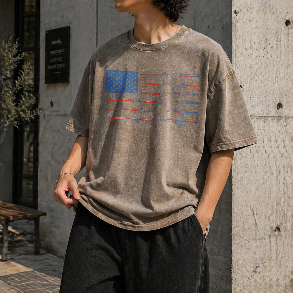 Name American Flag Vintage Washed T-Shirt product image 3