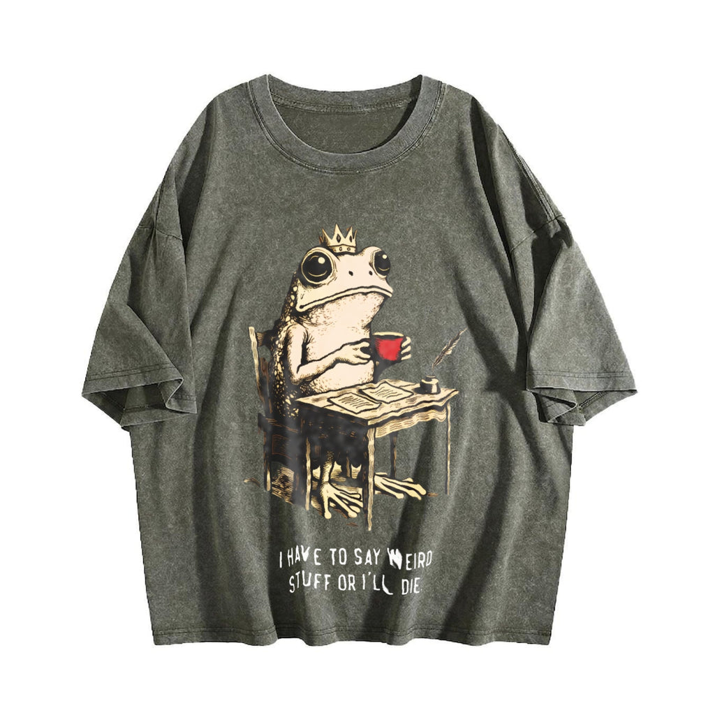 Frog Prince Says Weird Stuff Vintage Washed T-Shirt product image 4