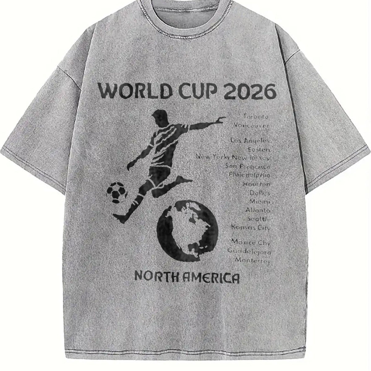 World Cup 2026 North America Host Cities Silhouette Vintage Washed T-Shirt