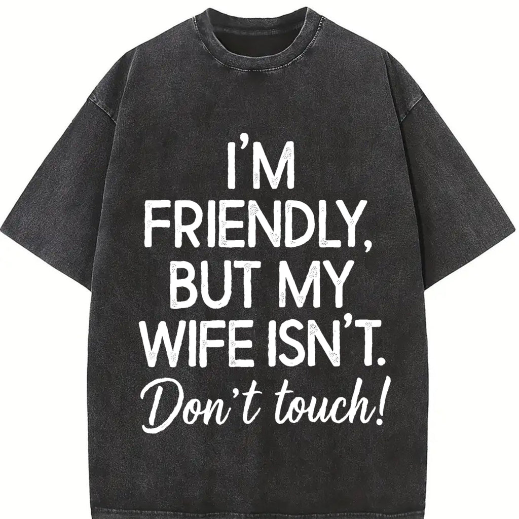 I'm Friendly But My Wife Isn't Vintage Washed T-Shirt product image 2