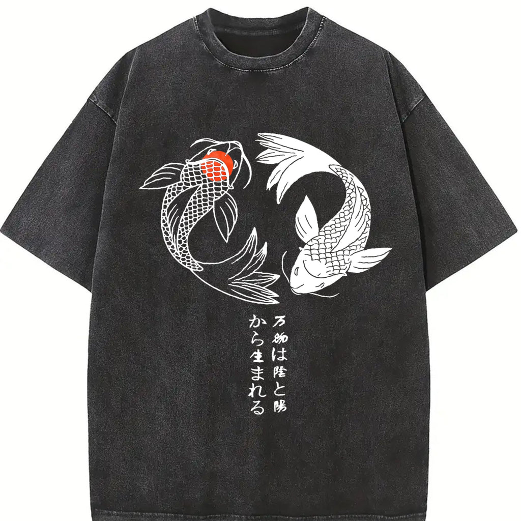 Japanese Koi Fish Yin Yang Vintage Washed T-Shirt product image 2