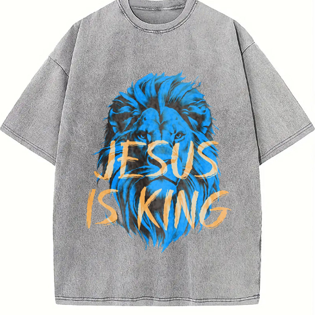 Jesus Is King Blue Lion Vintage Washed T-Shirt product image 5