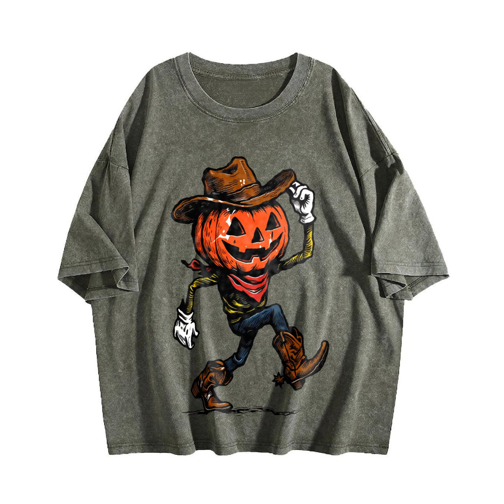 Pumpkin Cowboy Vintage Washed T-Shirt product image 4