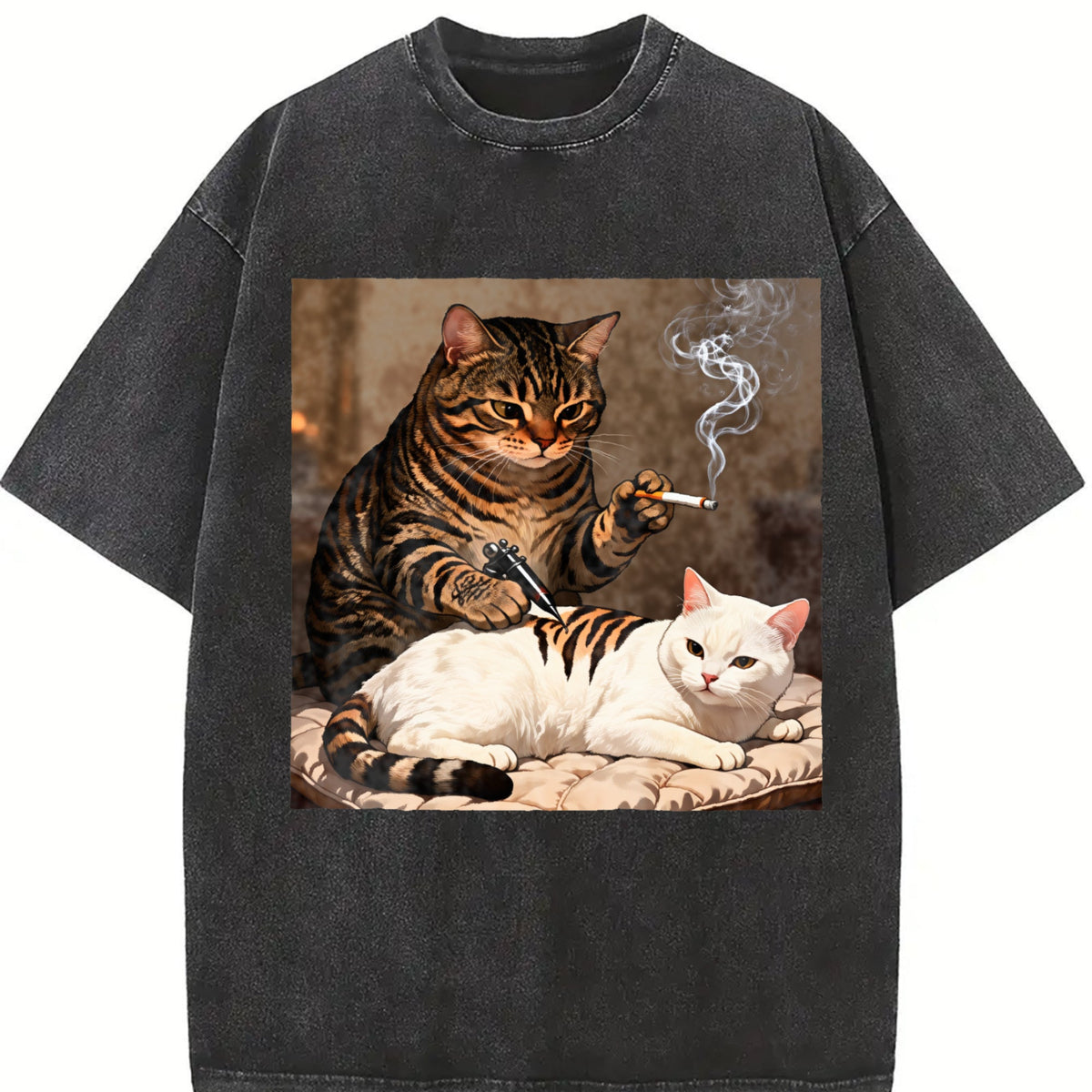 Funny Cat Tattoo Artist Vintage Washed T-Shirt product image 2