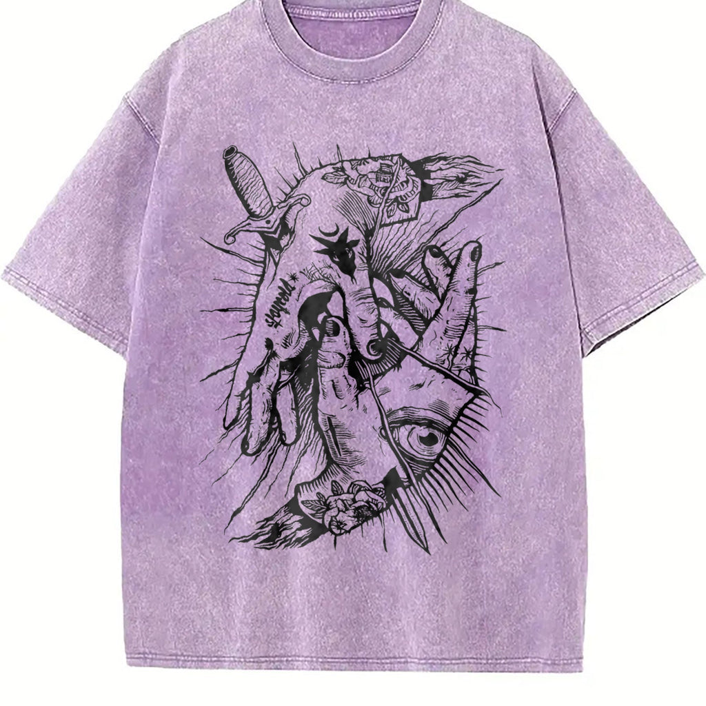 Occult Hands Eye Vintage Washed T-Shirt product image 6