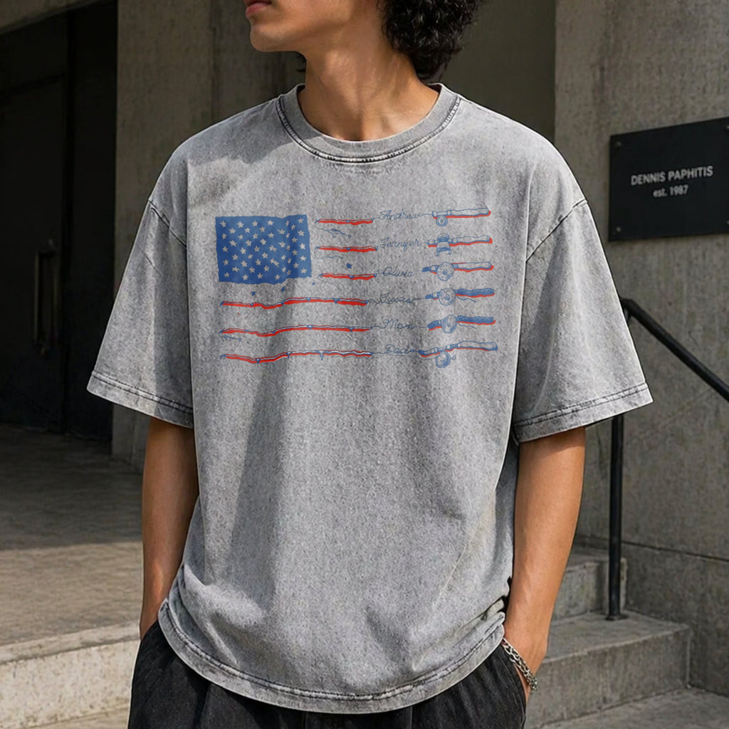 Name American Flag Vintage Washed T-Shirt product image 5