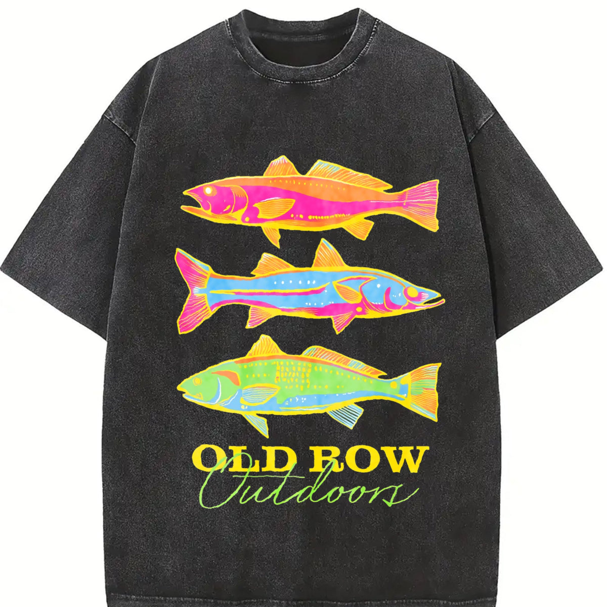 Summer Old Row Outdoor Fish Vintage Washed T-Shirt product image 2