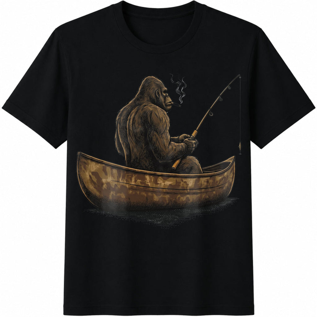 Funny Bigfoot Fishing Cotton T-Shirt product image 1