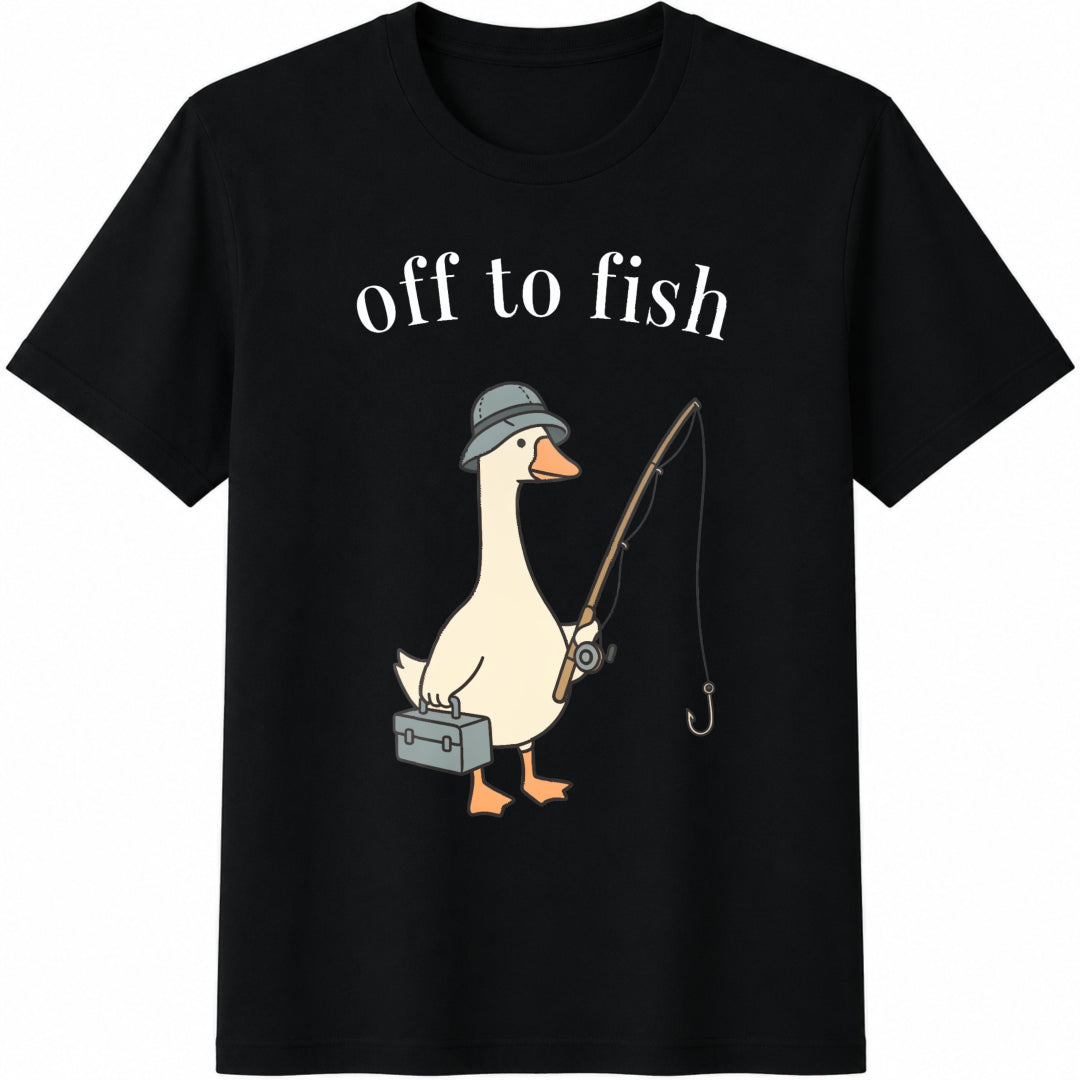 Funny Fishing Goose Cotton T-Shirt product image 1