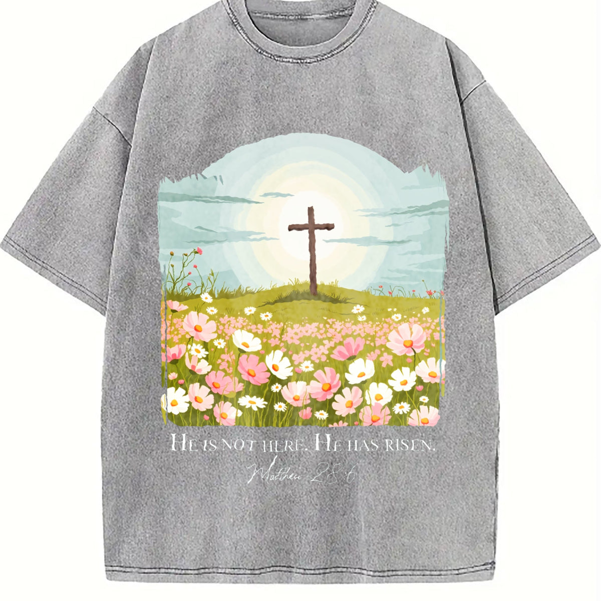 Christian Easter He Is Risen Vintage Washed T-Shirt product image 5