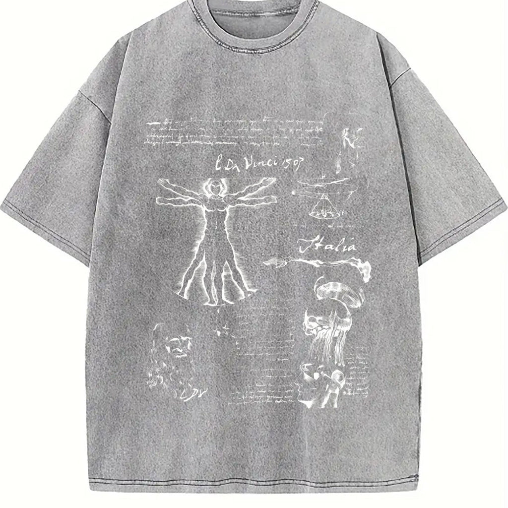 Da Vinci Vitruvian Man Vintage Washed T-Shirt product image 5