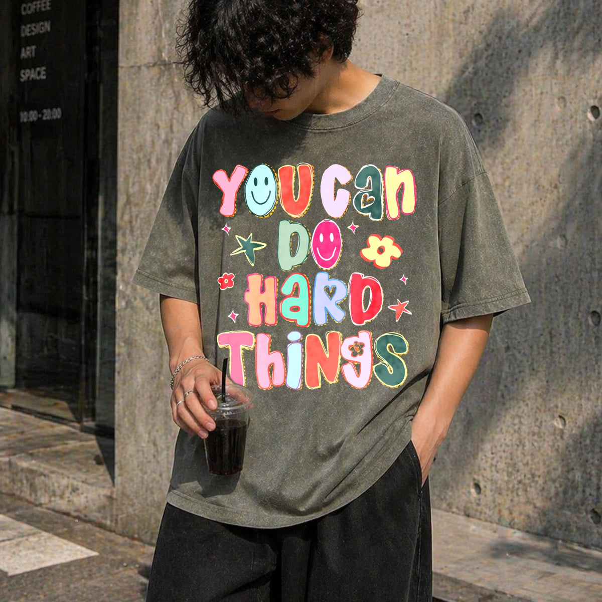 You Can Do Hard Things Teacher Vintage Washed T-Shirt product image 4
