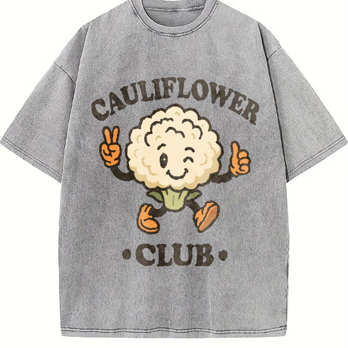 Cauliflower Club Funny Veggie Lover Cartoon Vintage Washed product image 5