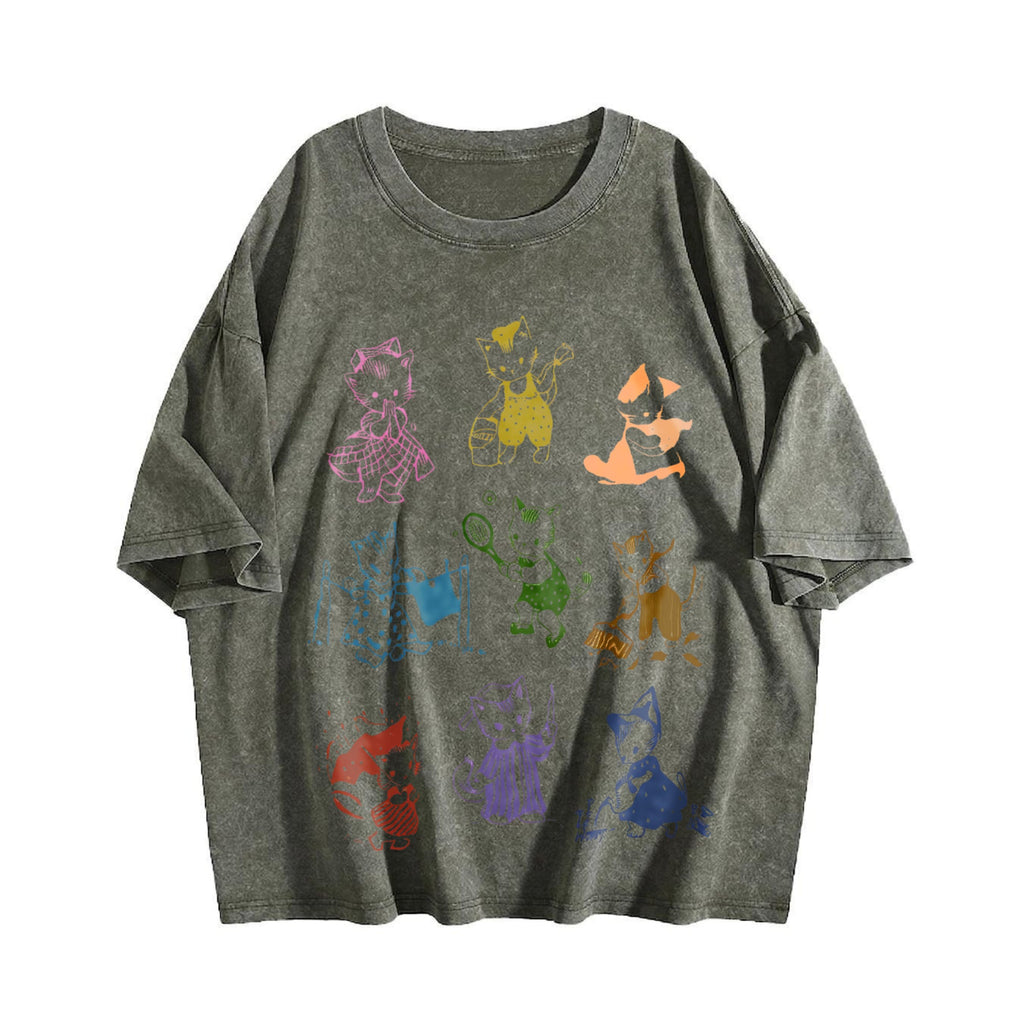 Cute Kitten 1950's Story Book Vintage Washed T-Shirt product image 4