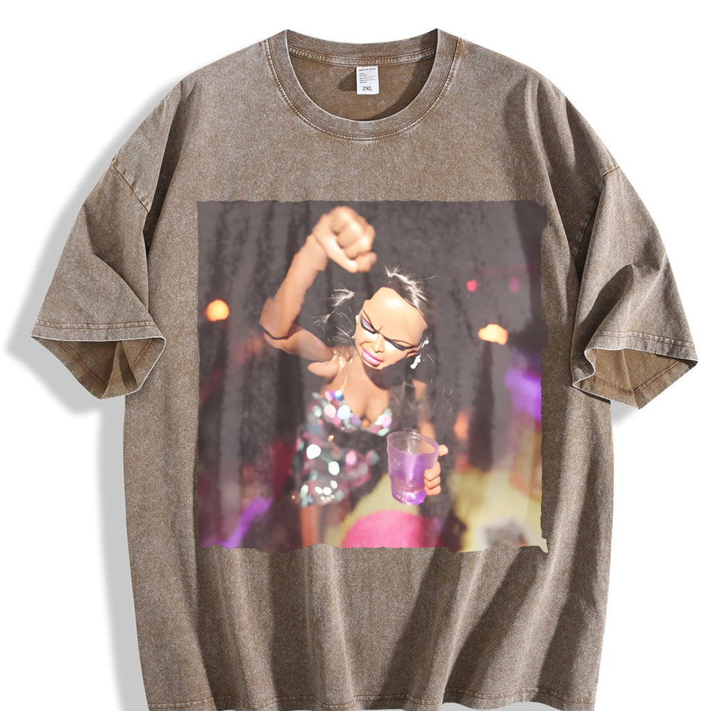 Doll Dancing with a Party Drink Vintage Washed T-Shirt product image 3