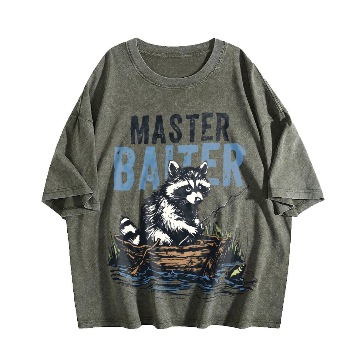 Master Baiter Raccoon Fishing Vintage Washed T-Shirt product image 4