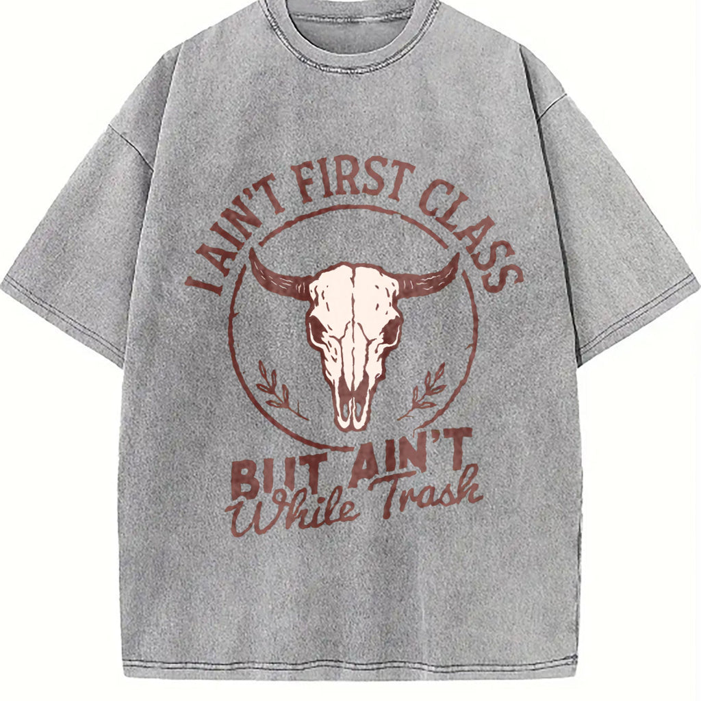 I Ain't First Class But White Trash Bull Skull Vintage product image 5
