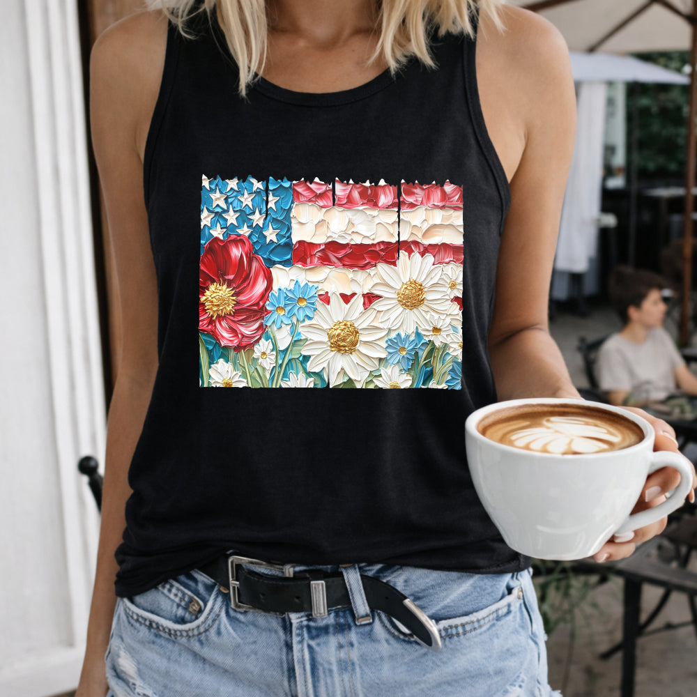 Floral 4th Of July Women's Tank Top