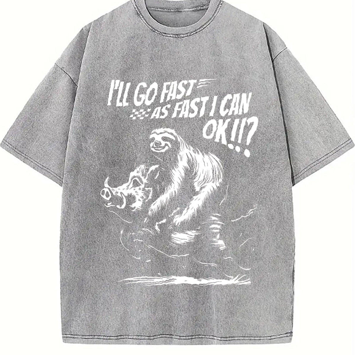 Sloth Riding A Boar 90s Vintage Washed T-Shirt product image 5