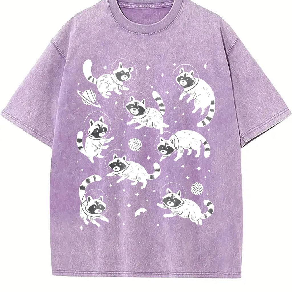 Raccoon In Space 90s Vintage Washed T-Shirt product image 6