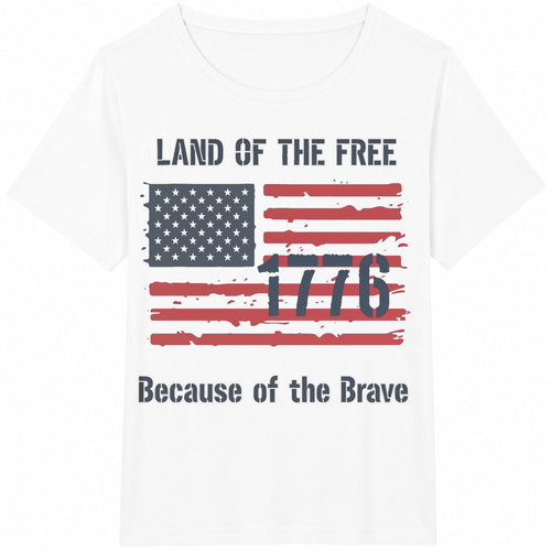 1776 Land Of The Free Because Of Brave Cotton T-Shirt product image 2