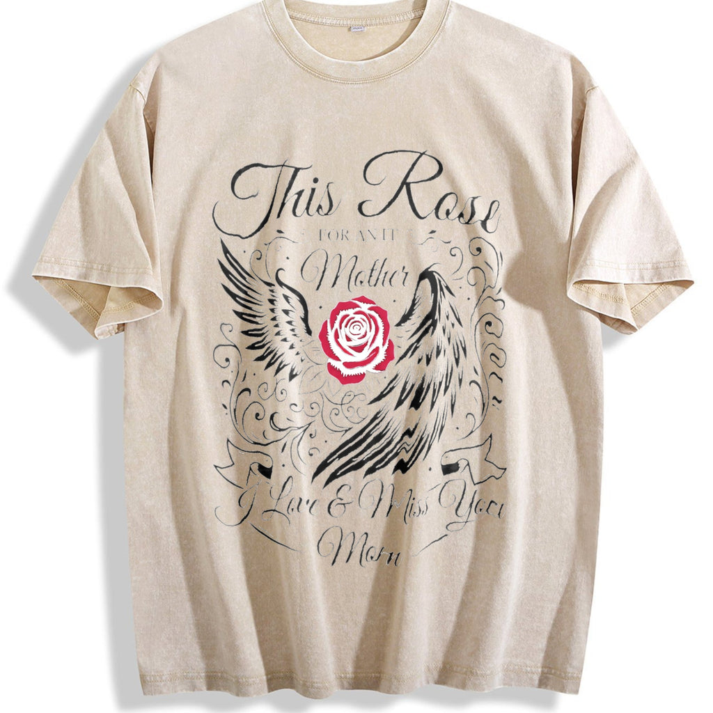 Sun-faded With Ornate White Wings And Red Rose Vintage product image 1
