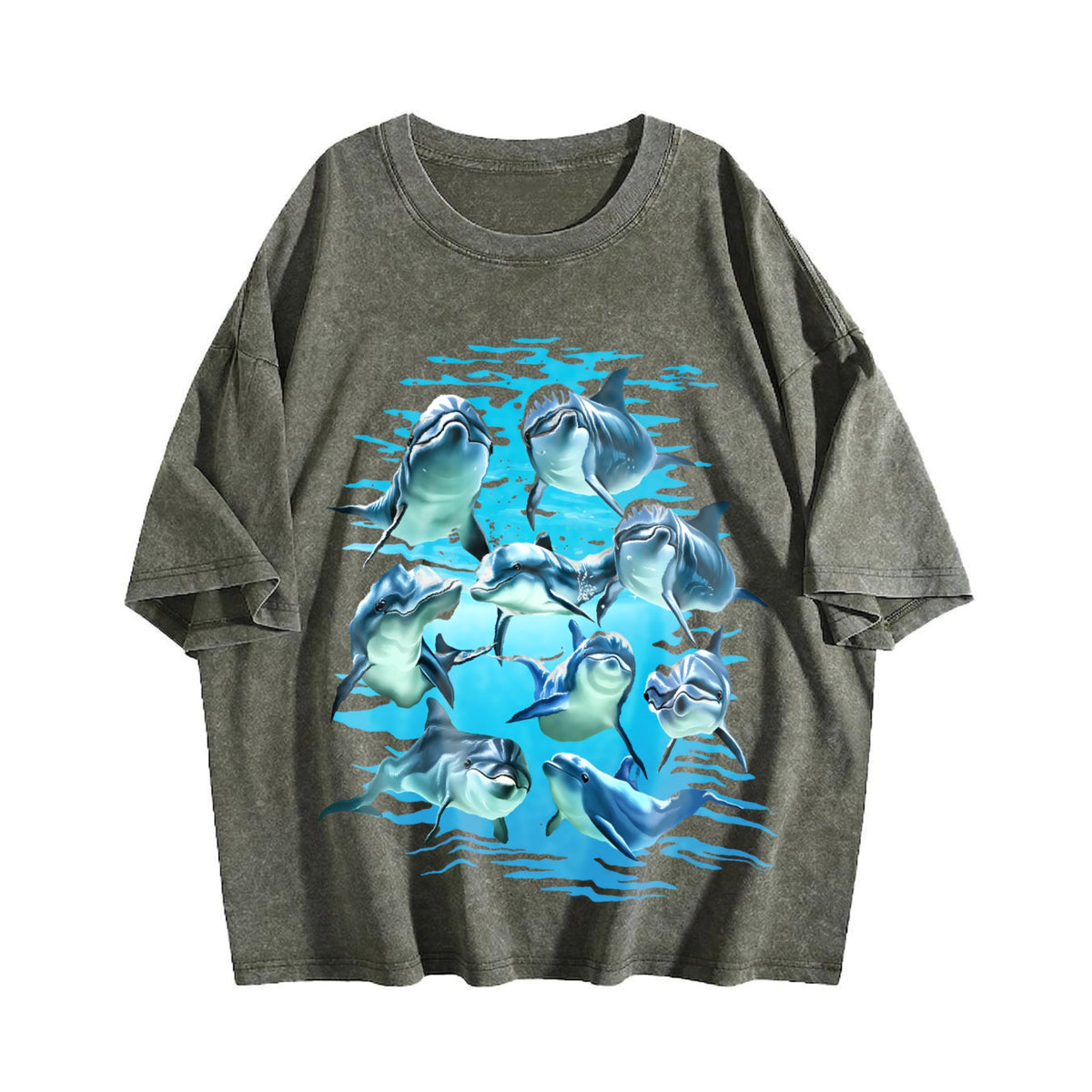 Playful Dolphins Ocean Vintage Washed T-Shirt product image 4