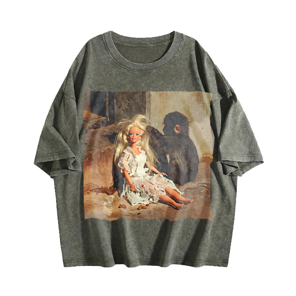 Doll Sitting by a Fireplace Vintage Washed T-Shirt product image 4