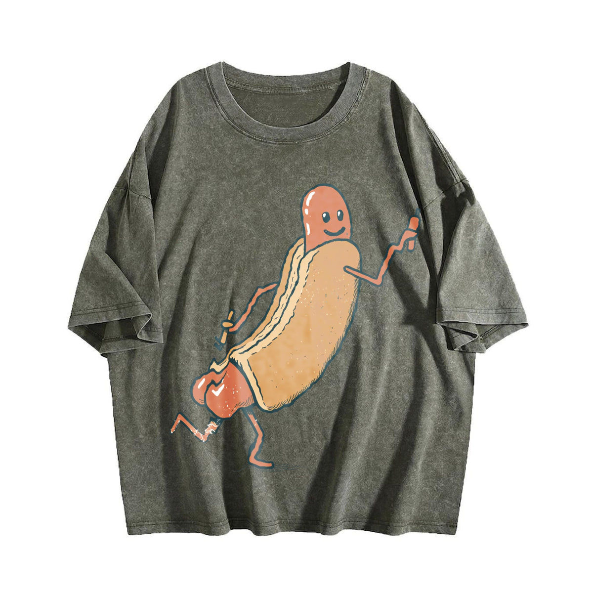 Funny Hotdog : Cute Vintage Washed T-Shirt product image 4