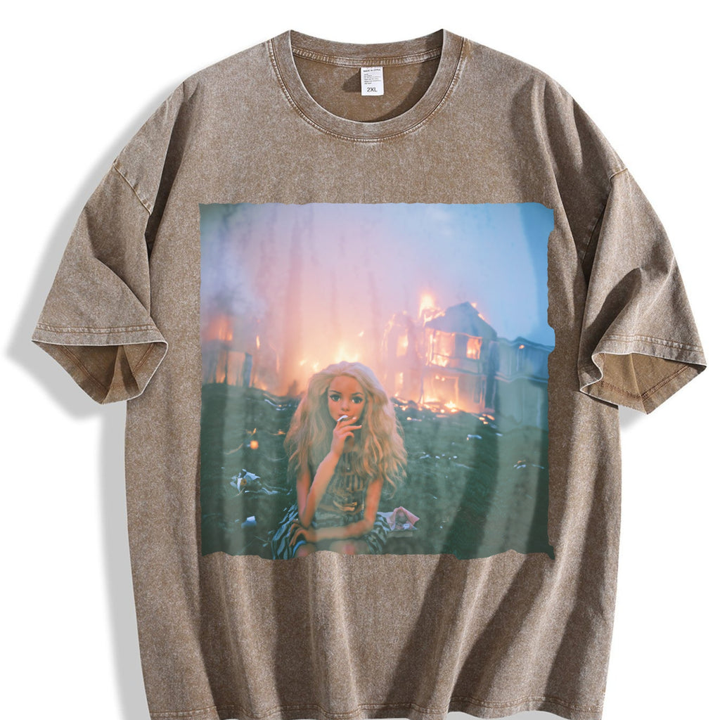 Doll and a Burning City Vintage Washed T-Shirt product image 3