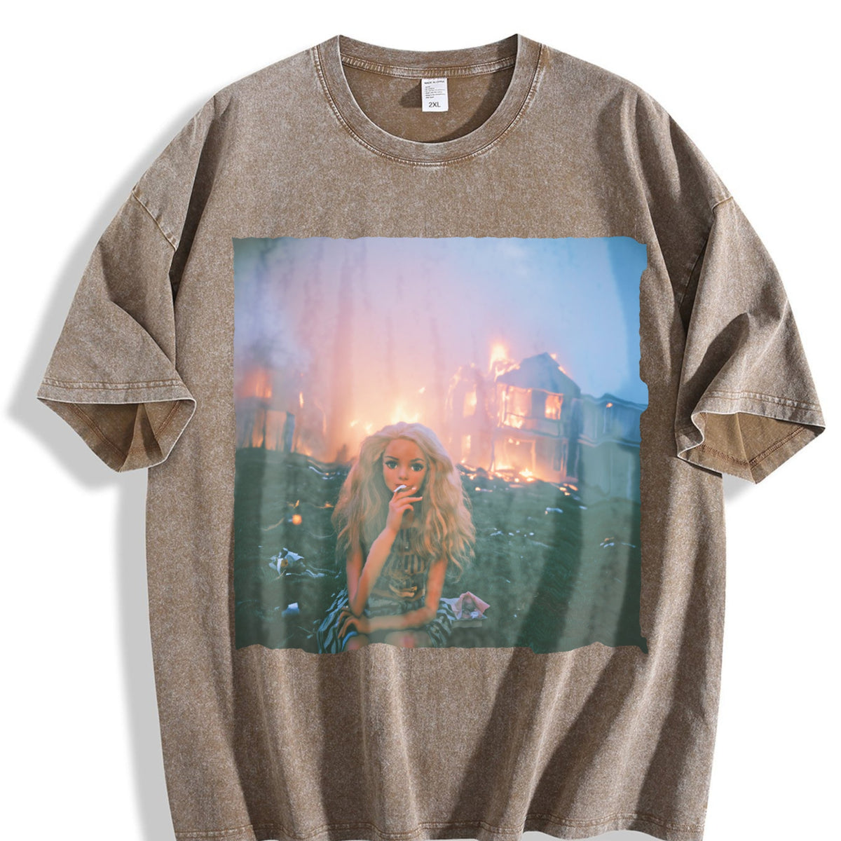 Doll and a Burning City Vintage Washed T-Shirt product image 3