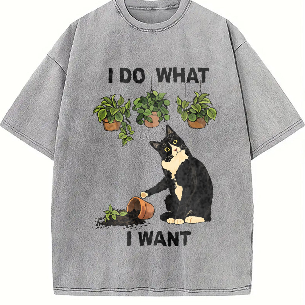 I Do What I Want Cat Vintage Washed T-Shirt product image 5