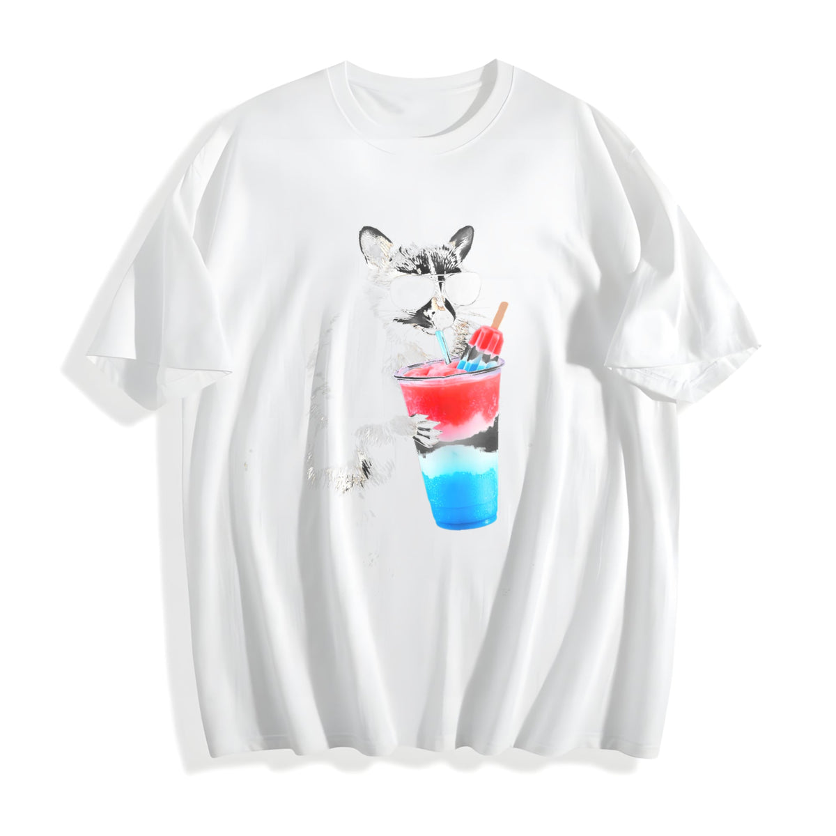4th Of July Raccoon Drinking Patriotic Slushie Cotton product image 2