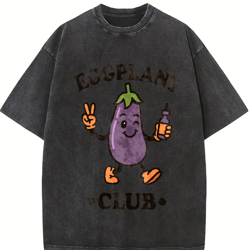 Eggplant Club Funny Veggie Lover Cartoon Vintage Washed product image 2