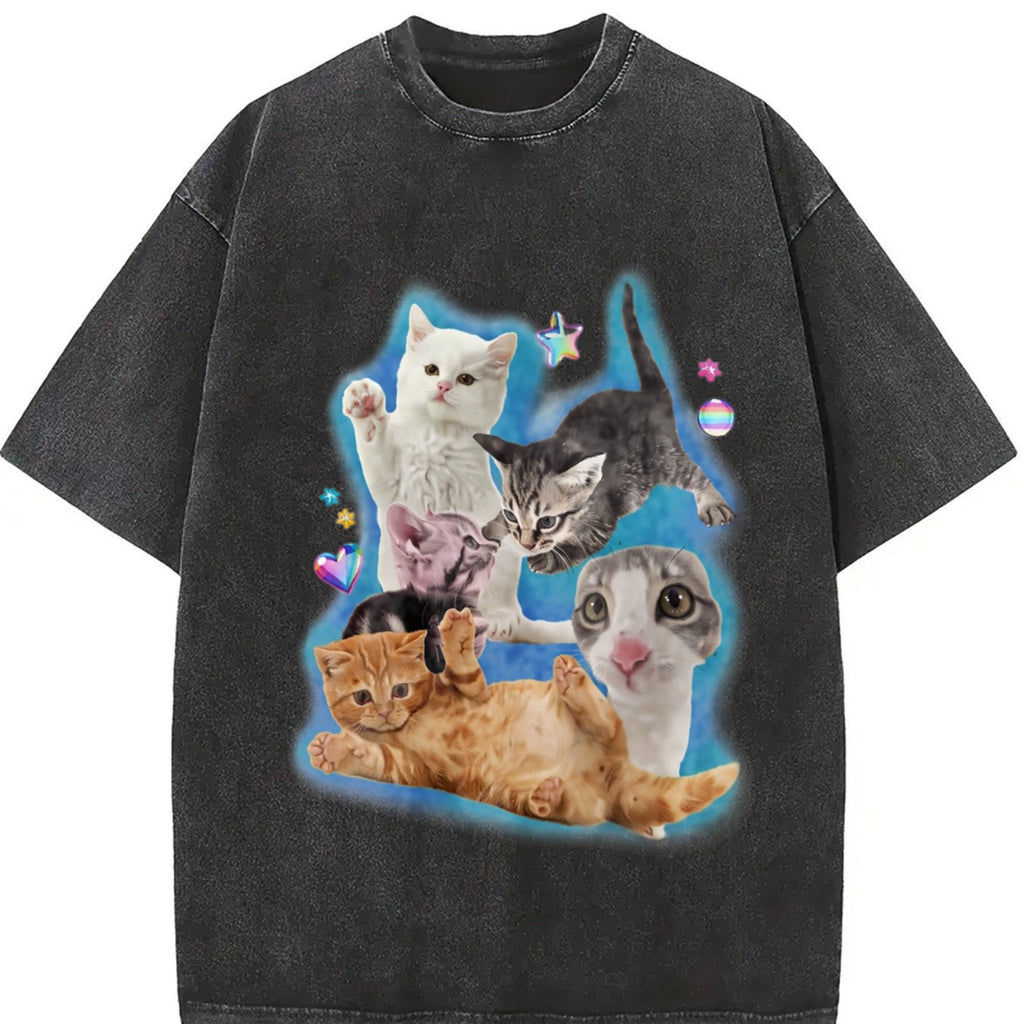 Y2K Silly Cat Vintage Washed T-Shirt product image 2