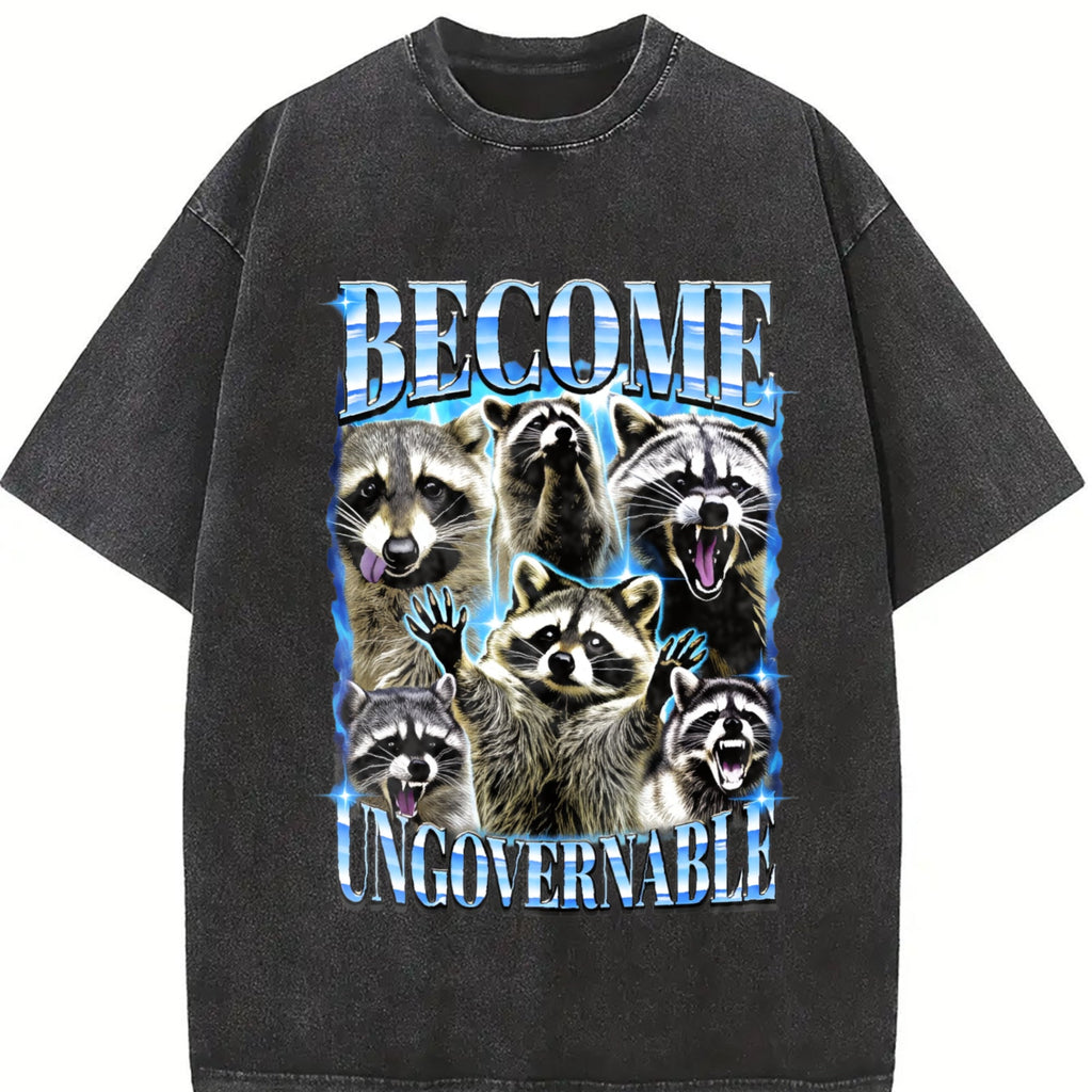 Become Ungovernable Raccoon Vintage Washed T-Shirt product image 2