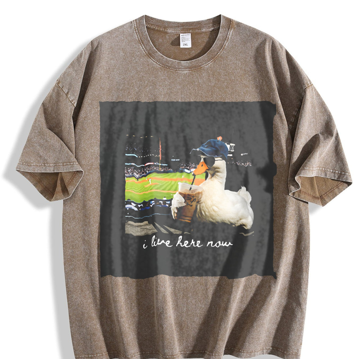 I Live Here Now Baseball Duck Vintage Washed T-Shirt product image 3