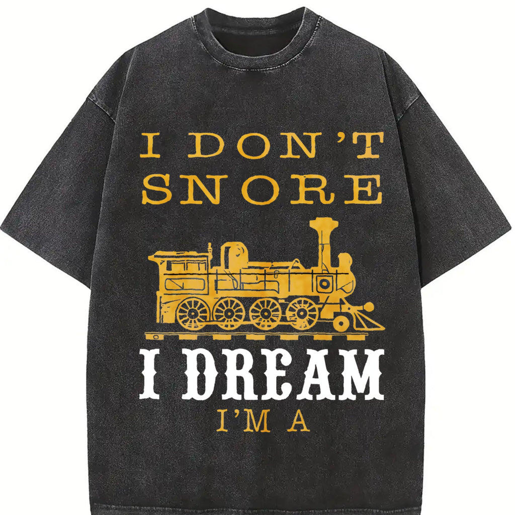 I Don't Snore I Dream I'm A Train Vintage Washed T-Shirt product image 2