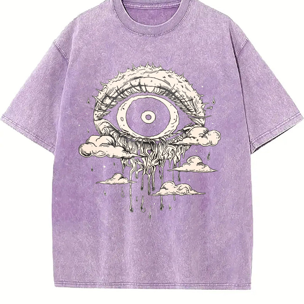 Gothic Evil Eye Dripping Cloud Vintage Washed T-Shirt product image 6