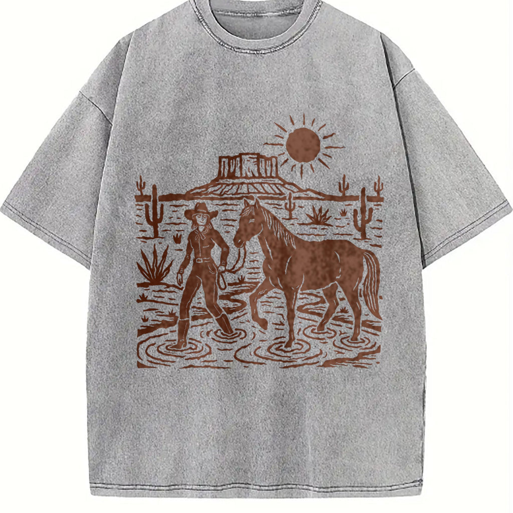 Cowgirl Desert Horse Vintage Washed T-Shirt product image 5