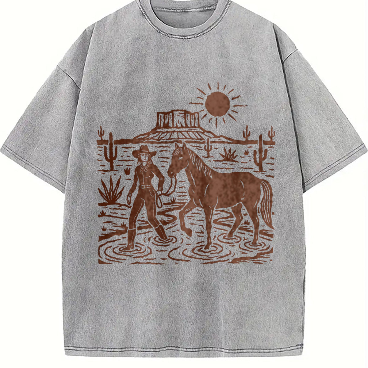 Cowgirl Desert Horse Vintage Washed T-Shirt product image 5