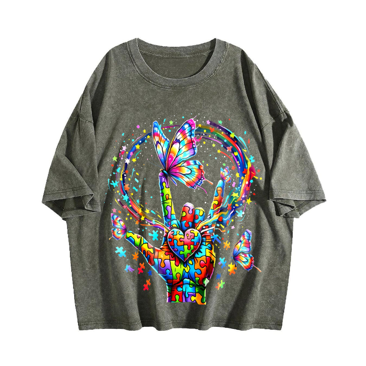The Explorer & Grunge Vibes: Rainbow Hand Rock On Vintage product image 4