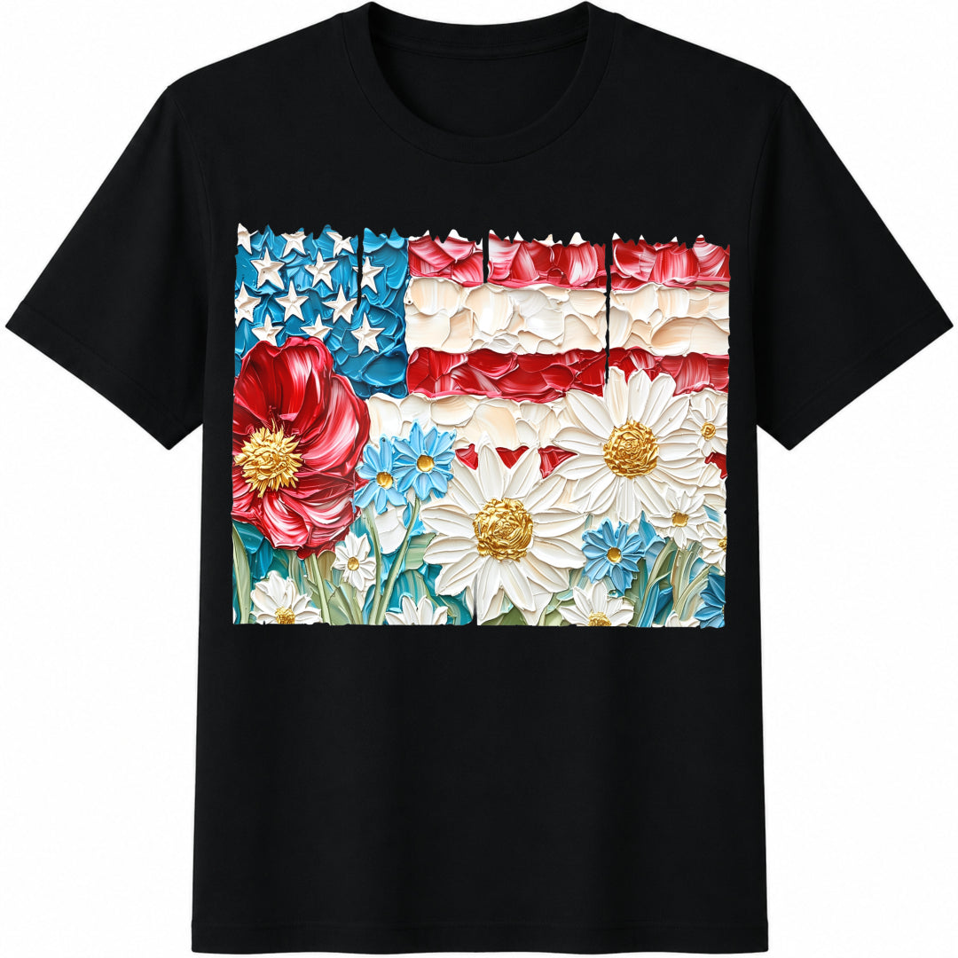 Floral 4th Of July Cotton T-Shirt product image 1