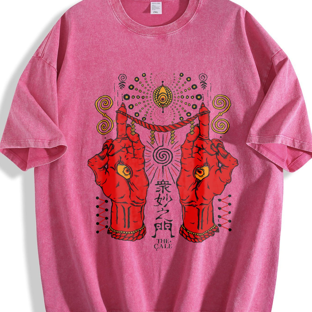 Occult Red Hand & All-seeing Eye Vintage Washed T-Shirt product image 7