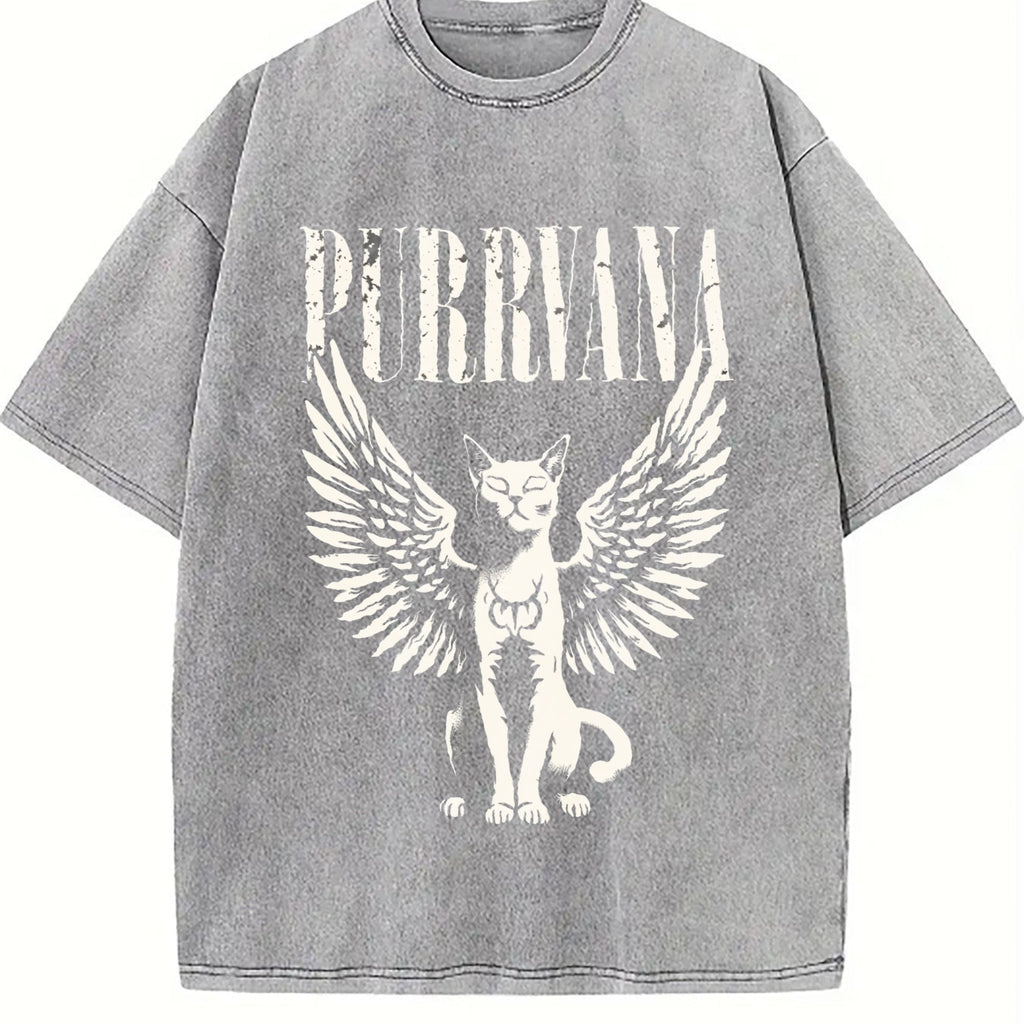 Purrvana Cat With Wings Vintage Washed T-Shirt product image 5