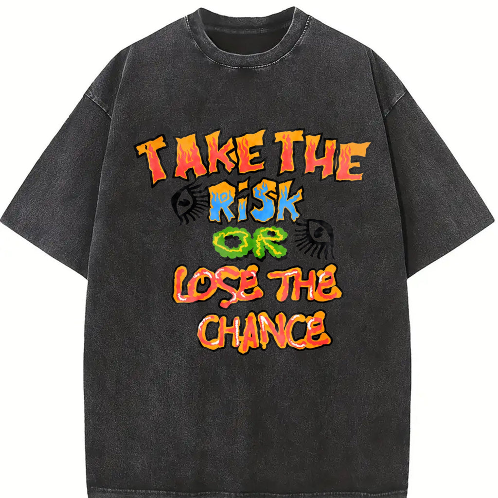 Take The Risk Graffiti Text Vintage Washed T-Shirt product image 2