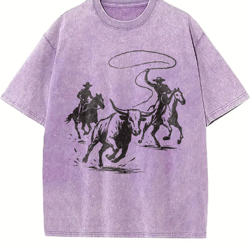 Cowboys Roping Bull Vintage Washed T-Shirt product image 6