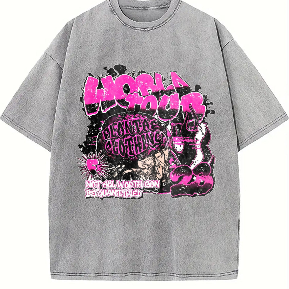 Pink Graffiti World Tour Rock Muscle Vintage Washed T-Shirt product image 5